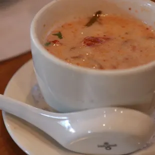 Shrimp Coconut Soup, I didn&apos;t eat it, but judging my the lack of leftover, it must&apos;ve been good.