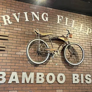 a bicycle on the wall