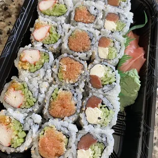 Philly roll, spicy tuna roll, spicy crab roll