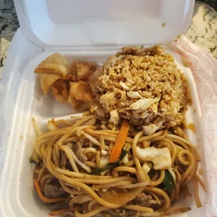 Beef chow mein lunch portion