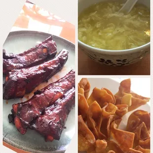 Spare Ribs, Egg Drop Soup, Crab Rangoon - all good!