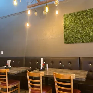 tables and chairs in a restaurant