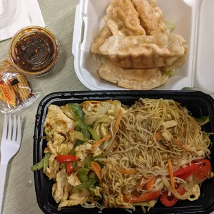 Singapore noodles + dumplings