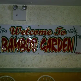 welcome to bamboo garden sign