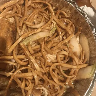 a bowl of noodles and meat