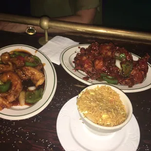 Pepper shrimp and bbq wings
