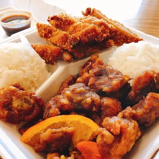 Orange chicken and chicken katsu