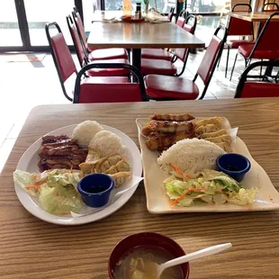 Chicken teriyaki lunch special and gyoza chicken plus free vegetable soup