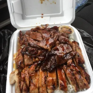 Chicken and pork combo takeout