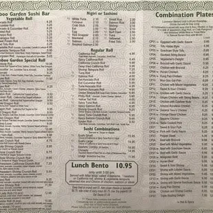 Back side of menu
