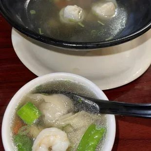 Wonton soup is spectacular. They make the stock by cooking the bones down for over 5 hours. Bone Broth soup  about 15 wontons in there.