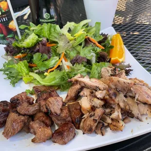 Beef &amp; Chicken Plate with Salad ( it comes with rice too but I asked for more salad). Note their own Salad Dressing. Spicy &amp; good!
