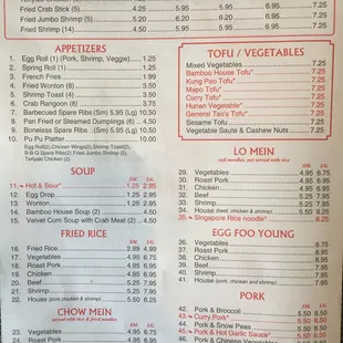 the menu