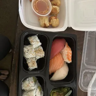 Shumai and nigiri sushi bento box