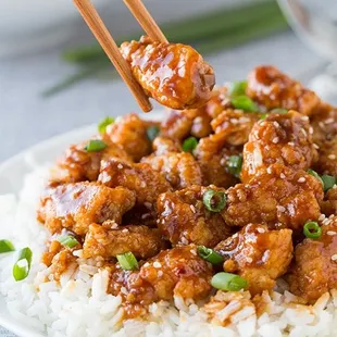 Hi, Bamboo Fans, wed love for you to try our General tso Chicken! its a perfect blend of crispy chicken, savory sauce, and just the right am