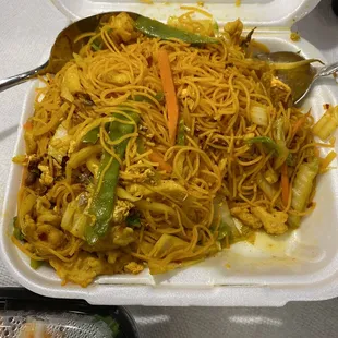noodles in a styrofoam container