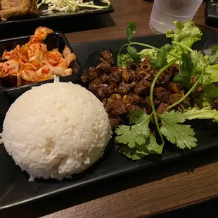 Rock &apos;n Roll Beef - served with steamed rice and spicy cabbage kimchi