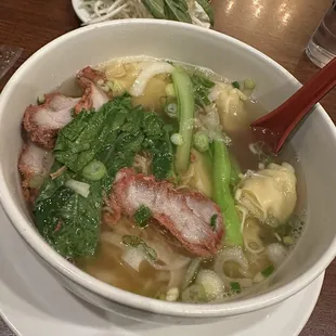 Wonton and roasted pork noodle soup - I chose egg noodles. Hits the spot on a cold day.