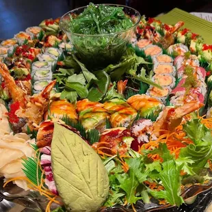 a platter of sushi