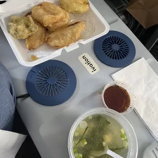 Tempura veggie app and miso soup