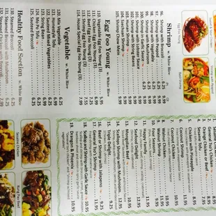 the menu of the restaurant