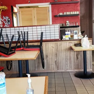 tables and chairs in a restaurant