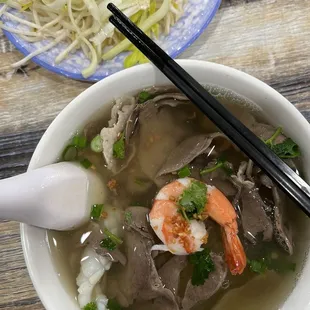 24. Phnom Penh Clear Noodle Soup with pork heart, one calamari, one shrimp