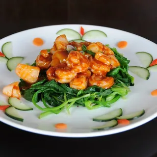 Jumbo Shrimp and Scallop with Spinach