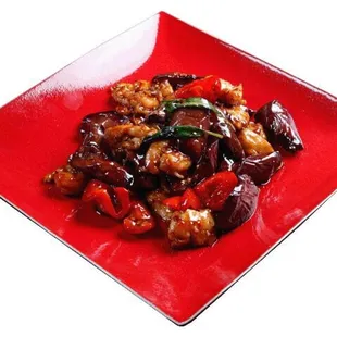 Mandarin eggplant with chicken &amp; prawns