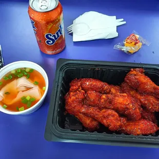 Sweet Thai chili wings wonton soup