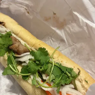 BBQ pork Vietnamese sandwich with a hair!!!!