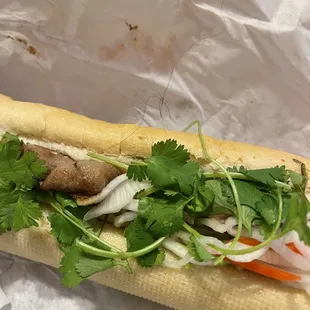 BBQ Pork Vietnamese sandwich with a hair!!!