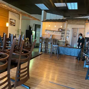 the dining area of the restaurant