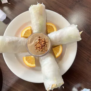 Tofu Spring rolls with peanut sauce