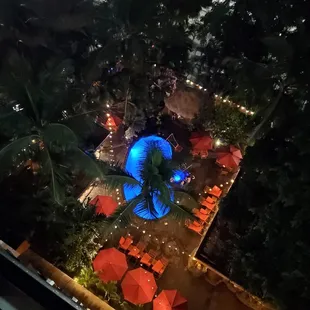 View from the 12th floor at night of the cool pool.