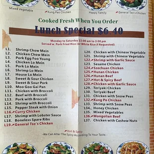 Lunch Menu.
