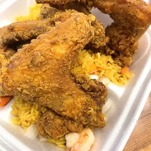 Chicken Wings and Shrimp Fried Rice