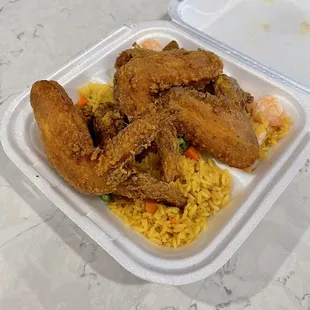 Wings with Shrimp Fried Rice