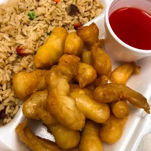 Sweet &amp; Sour Chicken perfectly fried with our homemade sauce