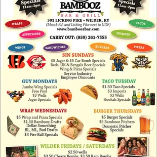 Daily food specials.