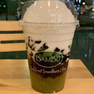 #10 -- Bambu Favorite (Hạt Lựu Sương Sáo Bánh Lọt) with red tapioca, pandan jelly, grass jelly, coconut milk