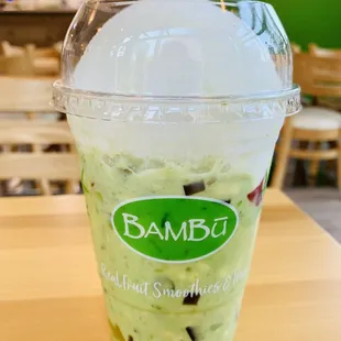 #5 -- Smashed Avocado (Bơ Dằm) with fresh avocado, rainbow &amp; coffee jellies, white boba, condensed milk