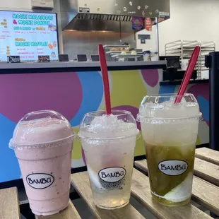 Strawberry Smoothie $6.50, Bambu Refresher $7.50, Bambu Special $9.50