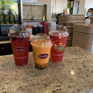 Two dragon berry 1 w/boba &amp; one Thai tea (yummy)