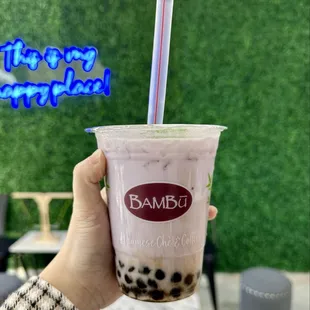 Taro milk tea with boba