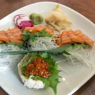 Salmon Sashimi in Brown Rice