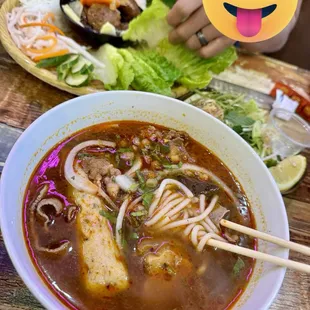 Spicy beef noodle soup &amp; Ha Noi noodle dish