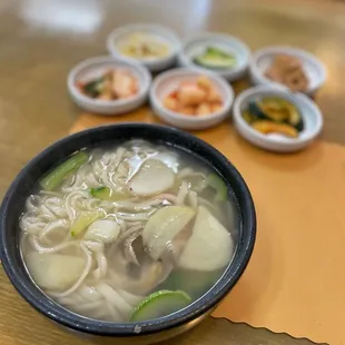 a bowl of soup on a table