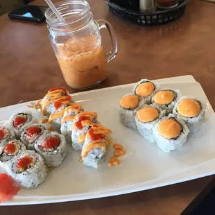 Spicy roll 2 combo and Thai iced tea!