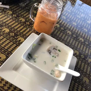 Tom kha gai and Thai iced tea!!